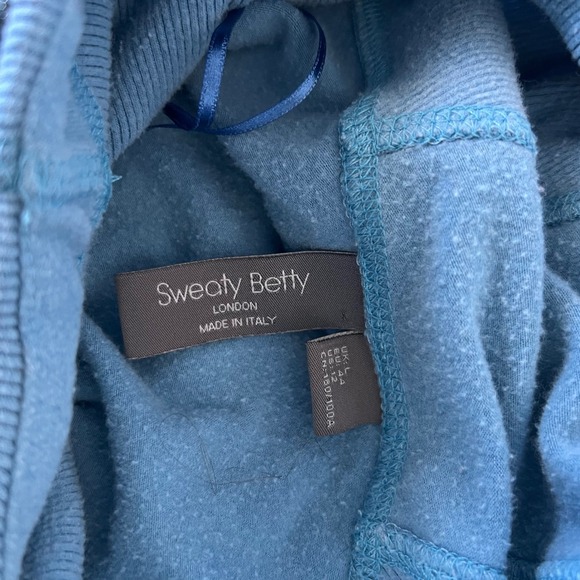 Sweaty Betty Blue Cowl Neck Hoodie Sweatshirt Womens Size 12 - Picture 5 of 16